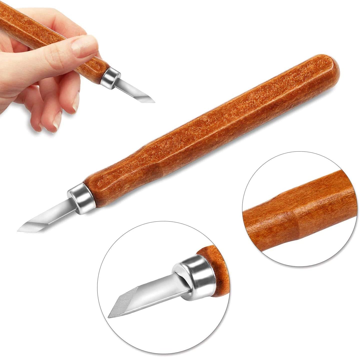 AUGSUN Wood Carving Knife Set - 20 PCS Hand Carving Tool Set for DIY Sculpture Carpenter Experts & Beginners - Image 5