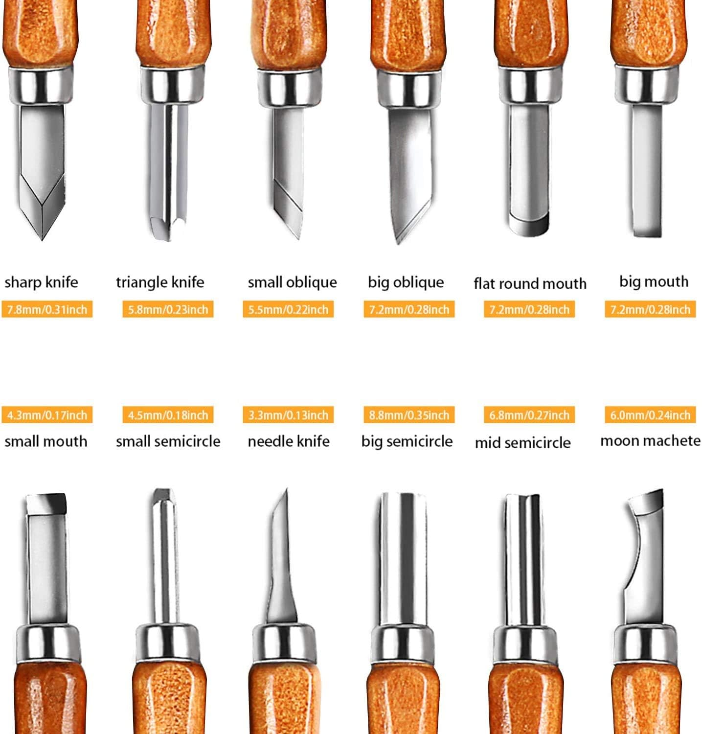 AUGSUN Wood Carving Knife Set - 20 PCS Hand Carving Tool Set for DIY Sculpture Carpenter Experts & Beginners - Image 6