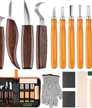 Gegarrd 26 in 1 Wood Carving Tools Kit for Beginners, Complete Starter Set with Storage Bag, Whittling Tool Kit for DIY Woodworking, Spoon Carving and Hobby Projects