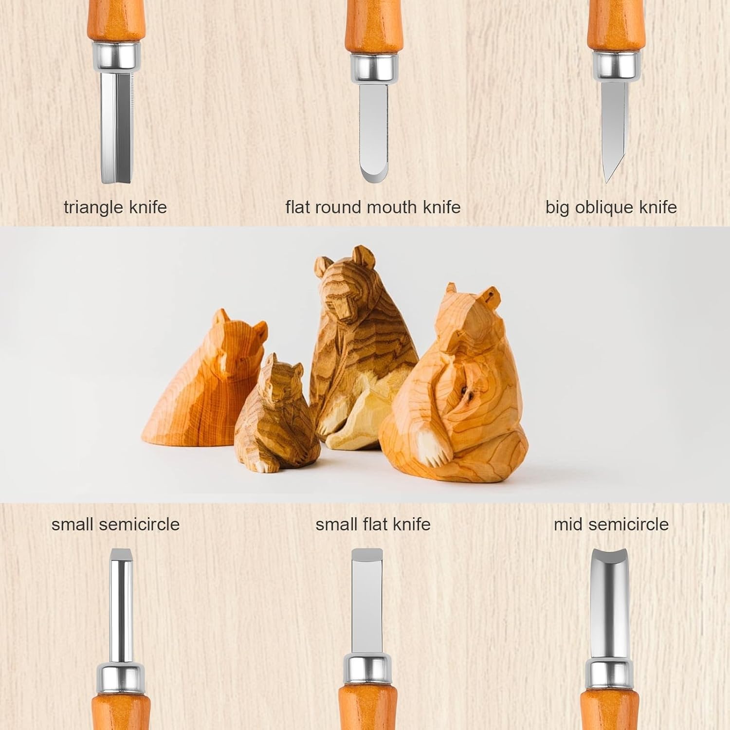 Gegarrd 26 in 1 Wood Carving Tools Kit for Beginners, Complete Starter Set with Storage Bag, Whittling Tool Kit for DIY Woodworking, Spoon Carving and Hobby Projects - Image 4