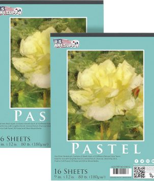 U.S. Art Supply 9" x 12" Pastel Paper Pad: 2 Pack (32 Sheet Total), 80lb (180gsm), 4 Neutral Toned Colors, Textured Hard or Soft Oil Pastel Paper, Drawing Sketchbook Pad, Mixed Media